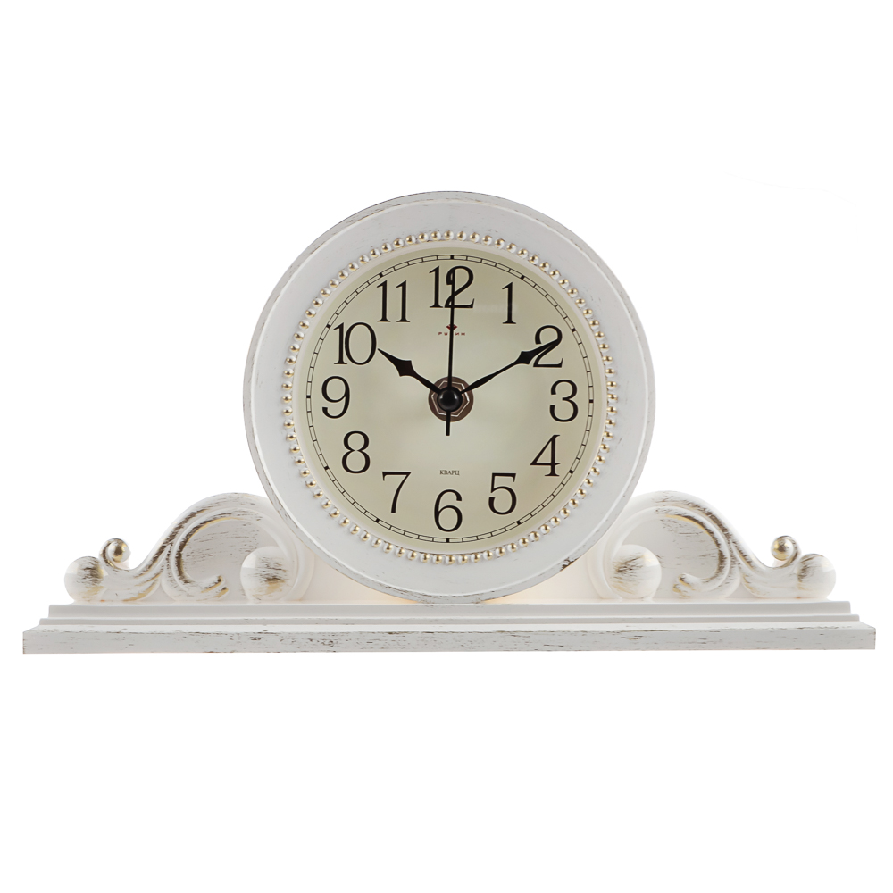 Часы настольные 26х14 см, корпус белый с золотом "Классика", арт.2514-003, арт.№ 529-334