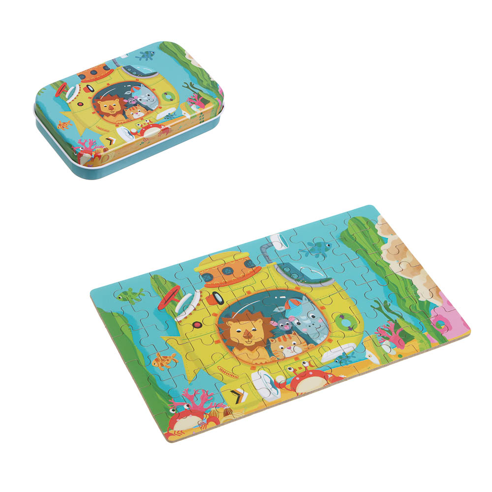 Пазлы в коробочке, 60 элементов, картон, металл, арт.№ 262-553