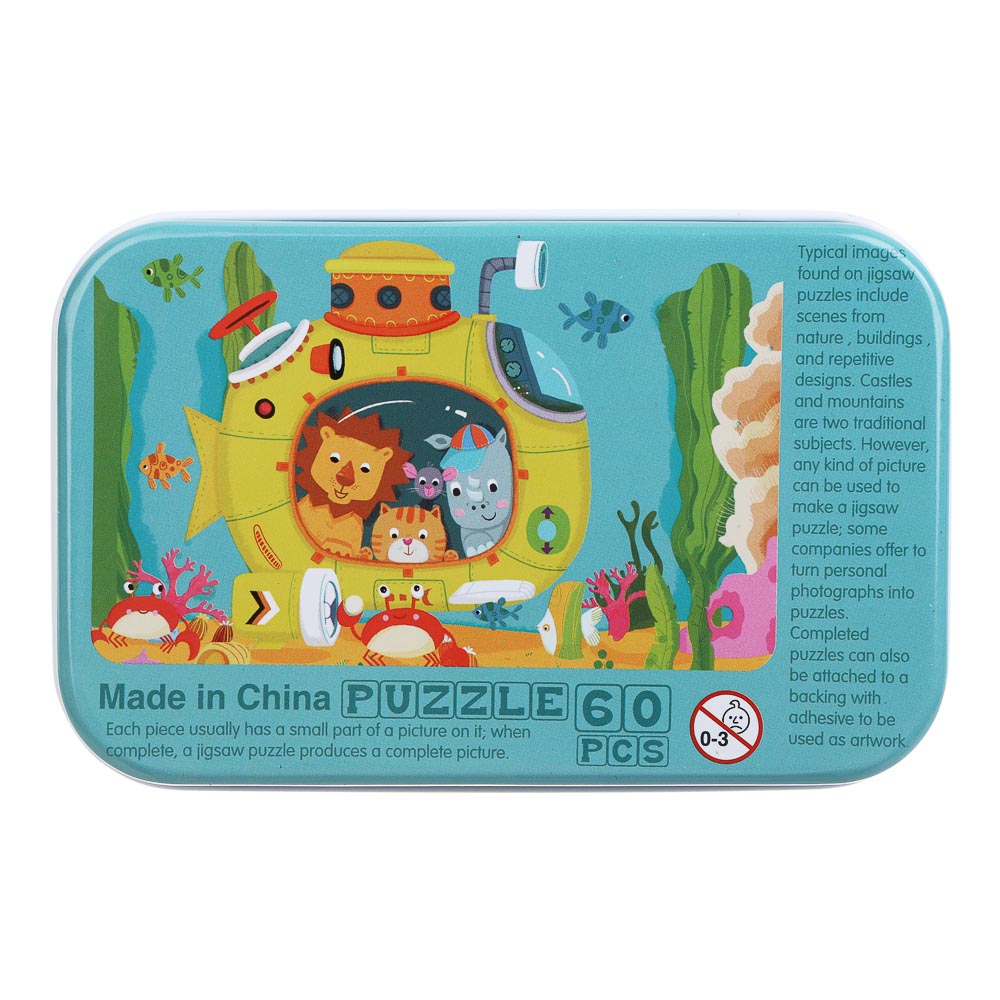 Пазлы в коробочке, 60 элементов, картон, металл, арт.№ 262-553