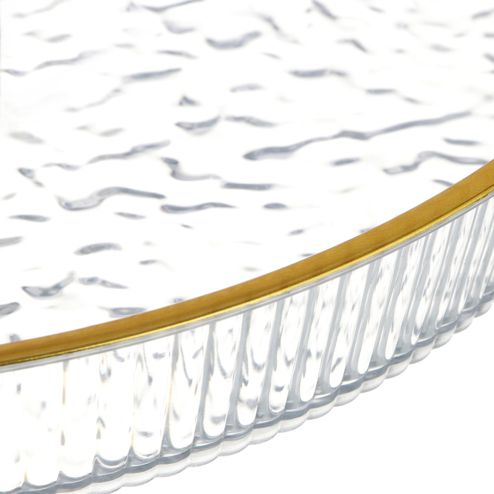 Поднос круглый с золотой каемкой 26,5x23,2x3,7см РЕТ, арт.№ 862-453