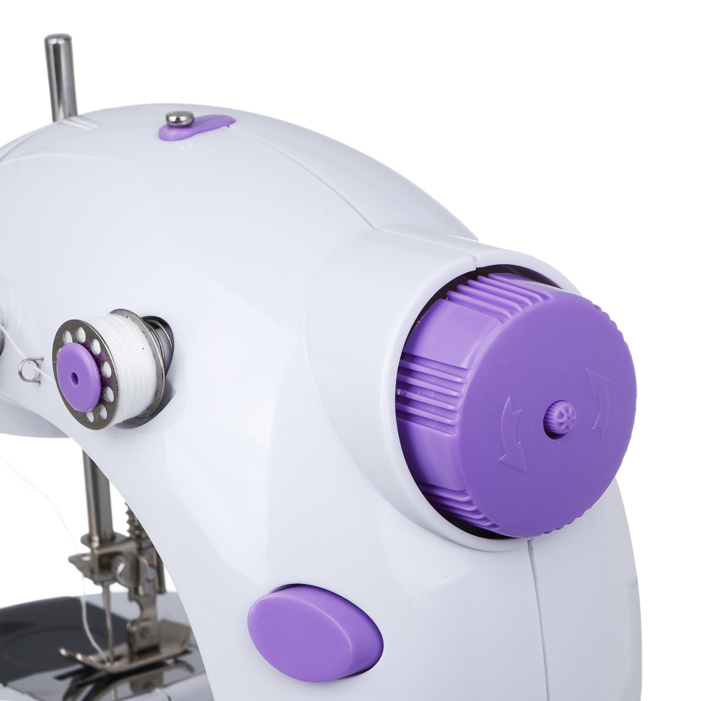 LEBEN Швейная машинка, 6 Вт, полуавтомат, 2 скорости, 4xАА или 220 В, белая, 195х125х200мм, арт.№ 248-020