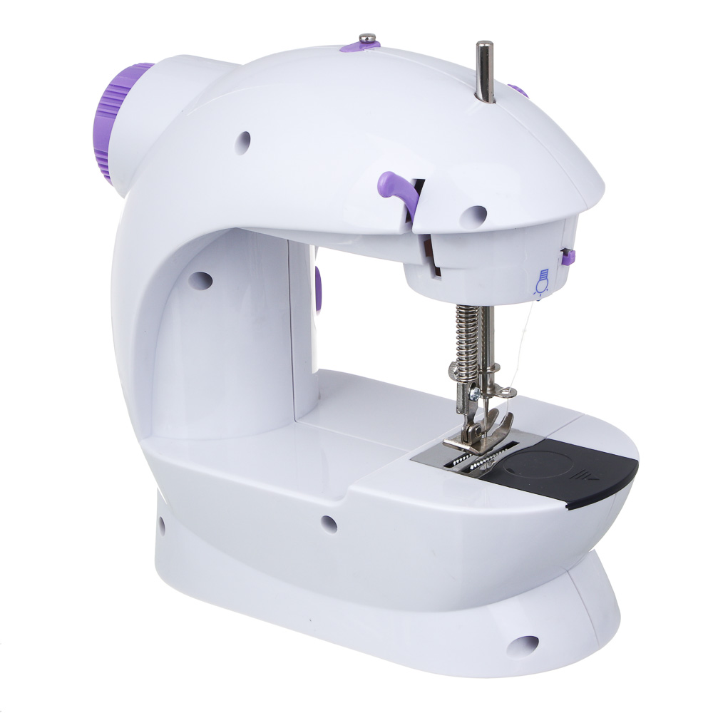 LEBEN Швейная машинка, 6 Вт, полуавтомат, 2 скорости, 4xАА или 220 В, белая, 195х125х200мм, арт.№ 248-020
