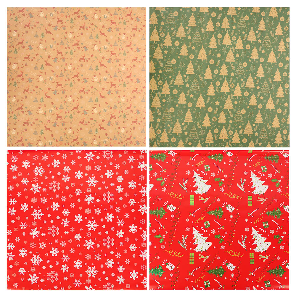 Бумага тм СНОУ БУМ подарочная, 70x100 см, 70 г односторонняя, 4 диз., арт.2, арт.№ 570-079