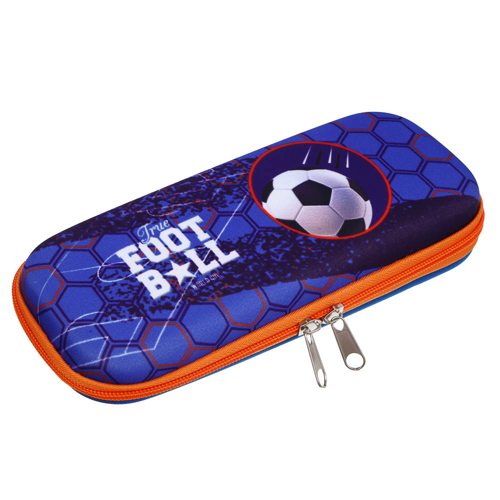 Пенал жесткий овальный, 22,5х10х4,5см, "Капибара/Футбол", 1 отд. на молнии, ЭВА, арт.№ 524-243