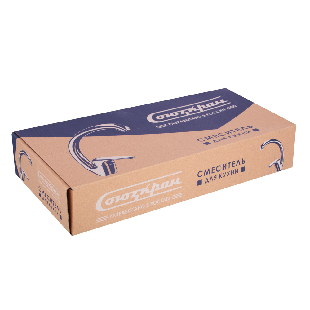 СоюзКран Смеситель для кухни, выдвижной излив, керам. картридж 40мм, хром, цинк, SK01-E119, арт.№ 567-054