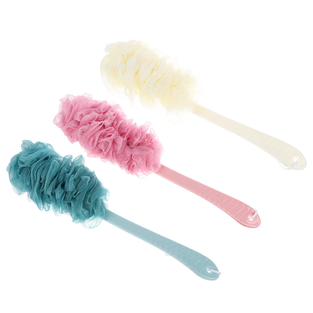 Мочалка банная тм ЮL с массажным эффектом с ручкой, полиэтилен, пластик, 41,5см, 3 цвета, МС24-05, арт.№ 361-149