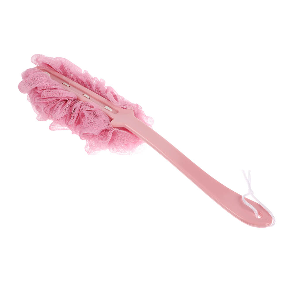 Мочалка банная тм ЮL с массажным эффектом с ручкой, полиэтилен, пластик, 41,5см, 3 цвета, МС24-05, арт.№ 361-149