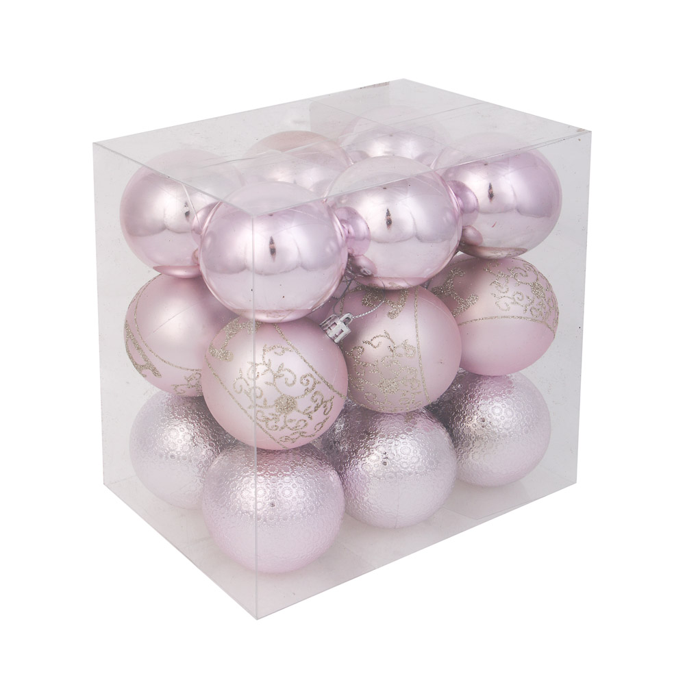 СНОУ БУМ Набор шаров 6 см, 18 шт, пластик, глиттер, 26-171, арт.№ 309-068