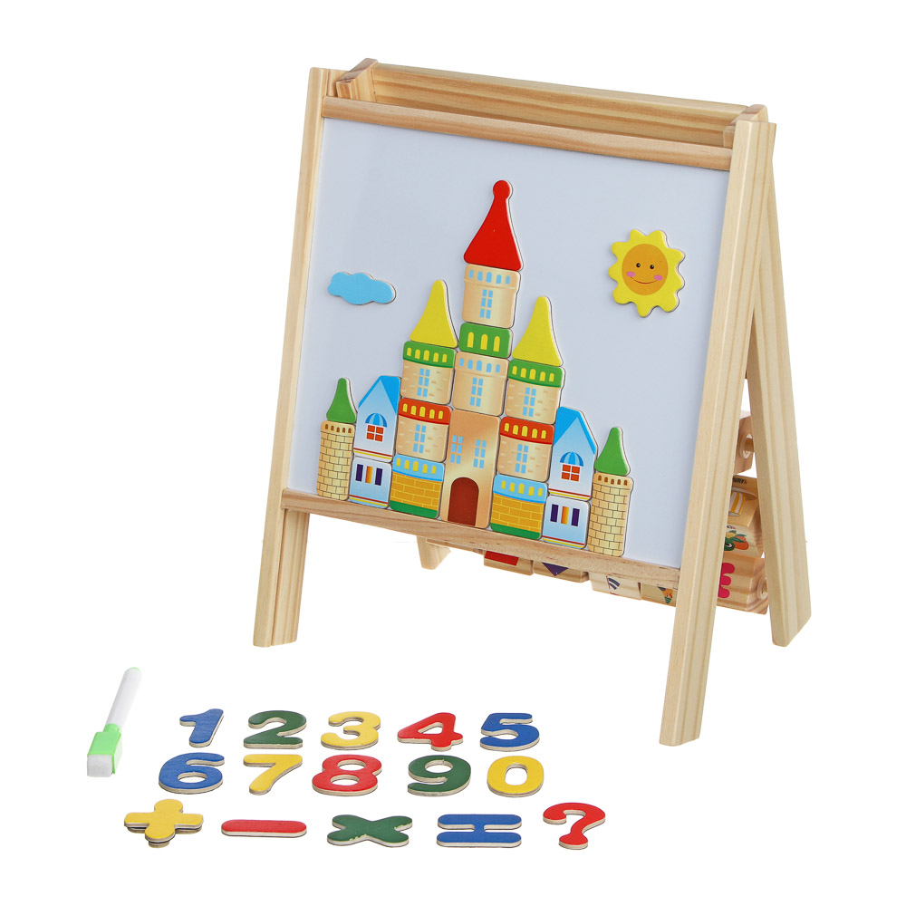 ИГРОЛЕНД Мольберт для обучения "Первые знания", МДФ, PVC, магнит, металл, полимер, 26х33х4,5см, арт.№ 262-502