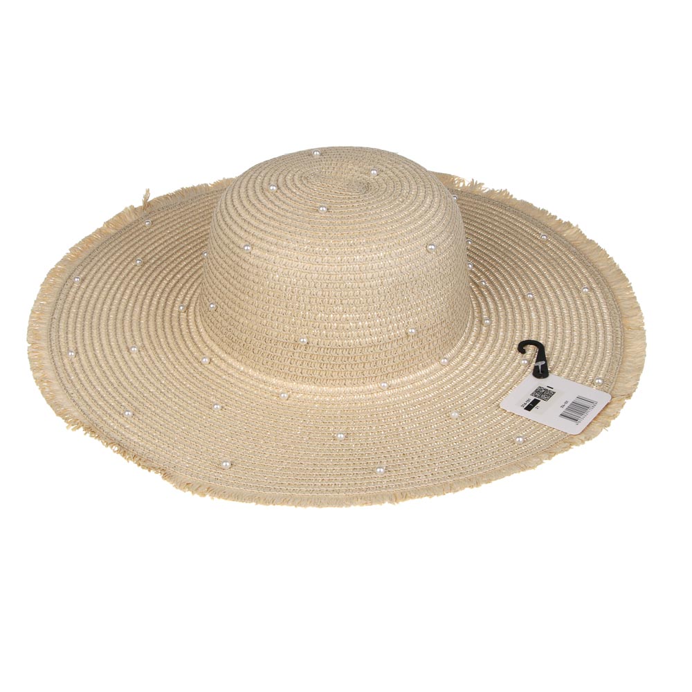 Шляпа женская с декором, р. 58, 100% целлюлоза, тм GALANTE, бежевая, арт.№ 314-101