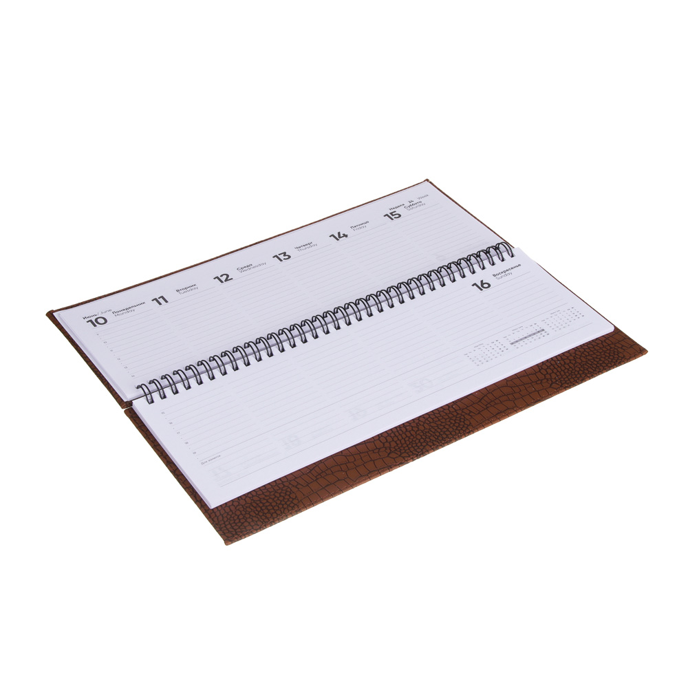 Планинг настол.на 2024 "КРОКО", 31x14,5см, 128 стр., тв.обл., иск.кожа под крокодила, спираль, 3 цв., арт.№ 572-134