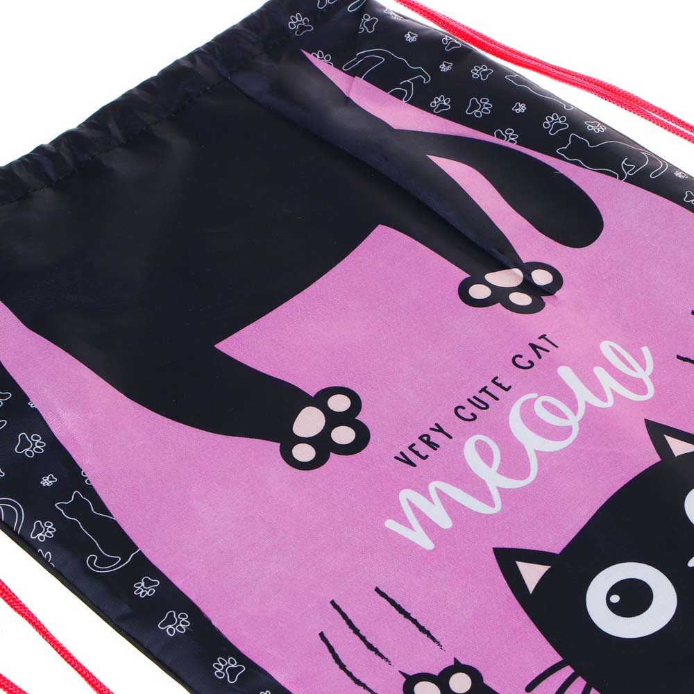 МИЛЫЙ КОТИК Мешок для сменной обуви на завязках, 34,8x41,5см, полиэстер, арт.№ 233-098