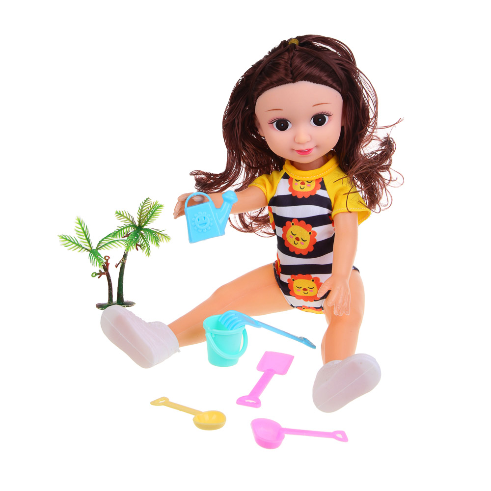 ИГРОЛЕНД Кукла 35 см с акс. "На пляж", PVC, PP, 20х6,2х34 см, 3 дизайна, арт.№ 436-124