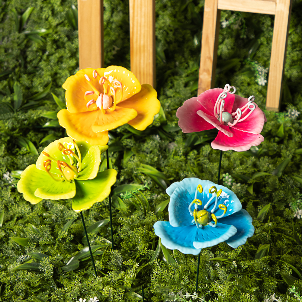 INBLOOM Фигурка на стержне Цветок 12,5х12,5х64см, металл, пластик, арт.№ 153-008