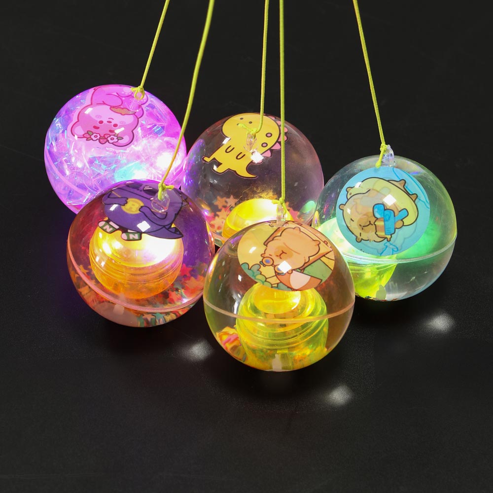 Игрушка мяч с блестками, каучук, PP, вода, d6,5см, 3хLR1130, 6 дизайнов, арт.№ 295-312