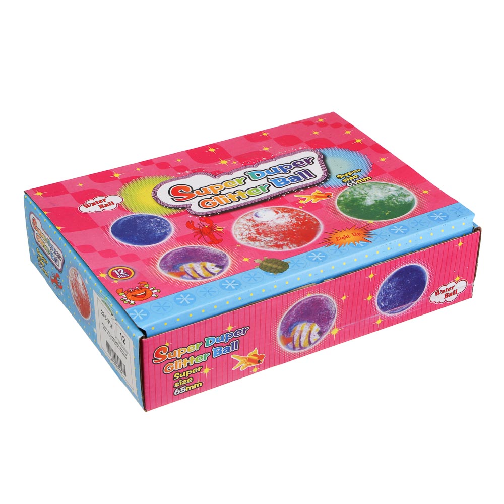 Игрушка мяч с блестками, каучук, PP, вода, d6,5см, 3хLR1130, 6 дизайнов, арт.№ 295-312