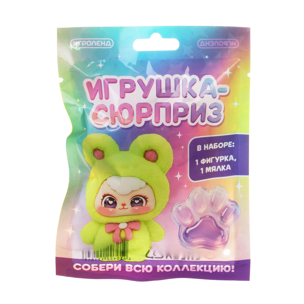 Игрушка сюрприз ИГРОЛЕНД, полистоун, TPR, флок, 10,5х14см, 9 дизайнов, арт.№ 274-301