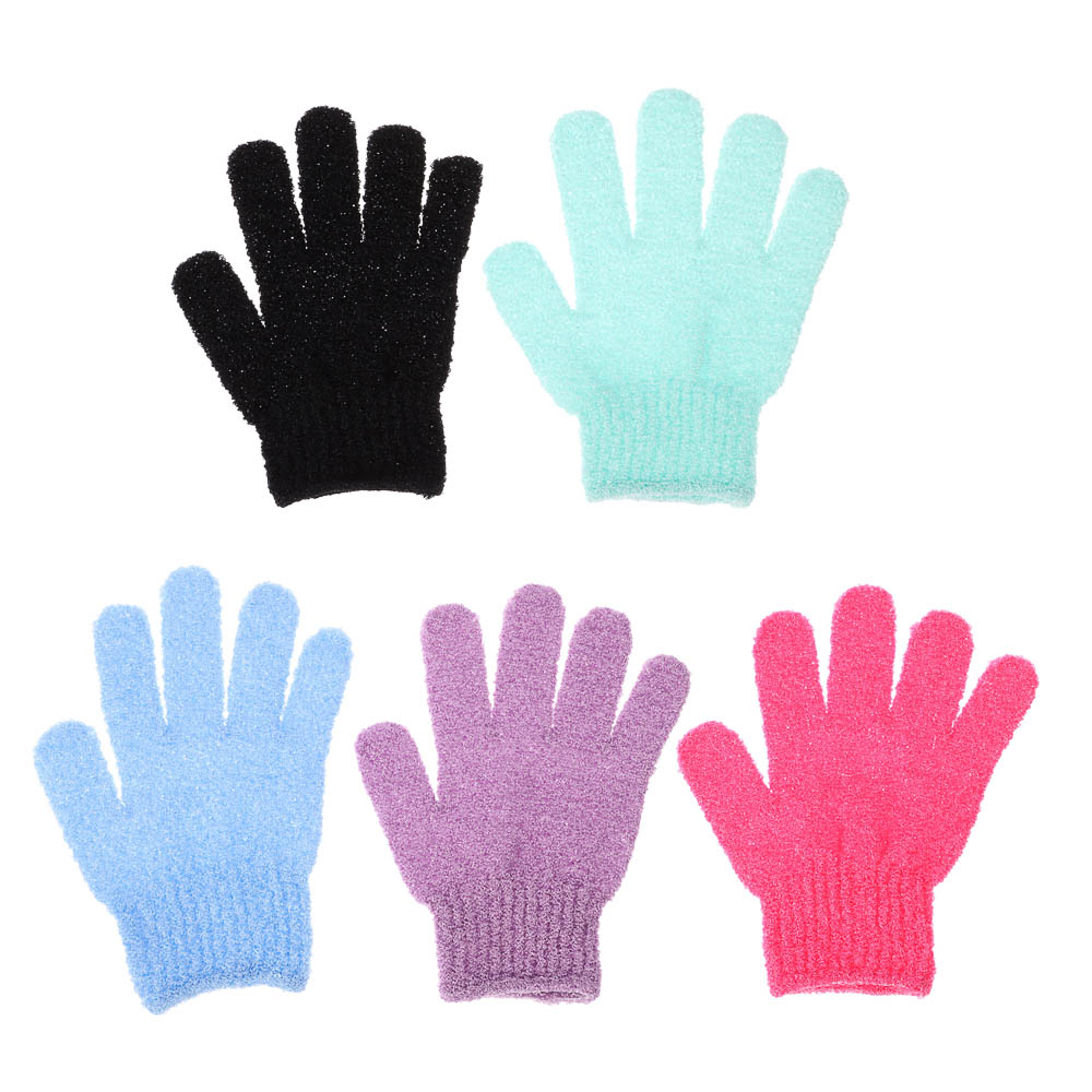 Мочалка перчатка тм ЮL с отшелушивающим эффектом, полиэстер, 18см, 5 цветов, МС24-06, арт.№ 361-150