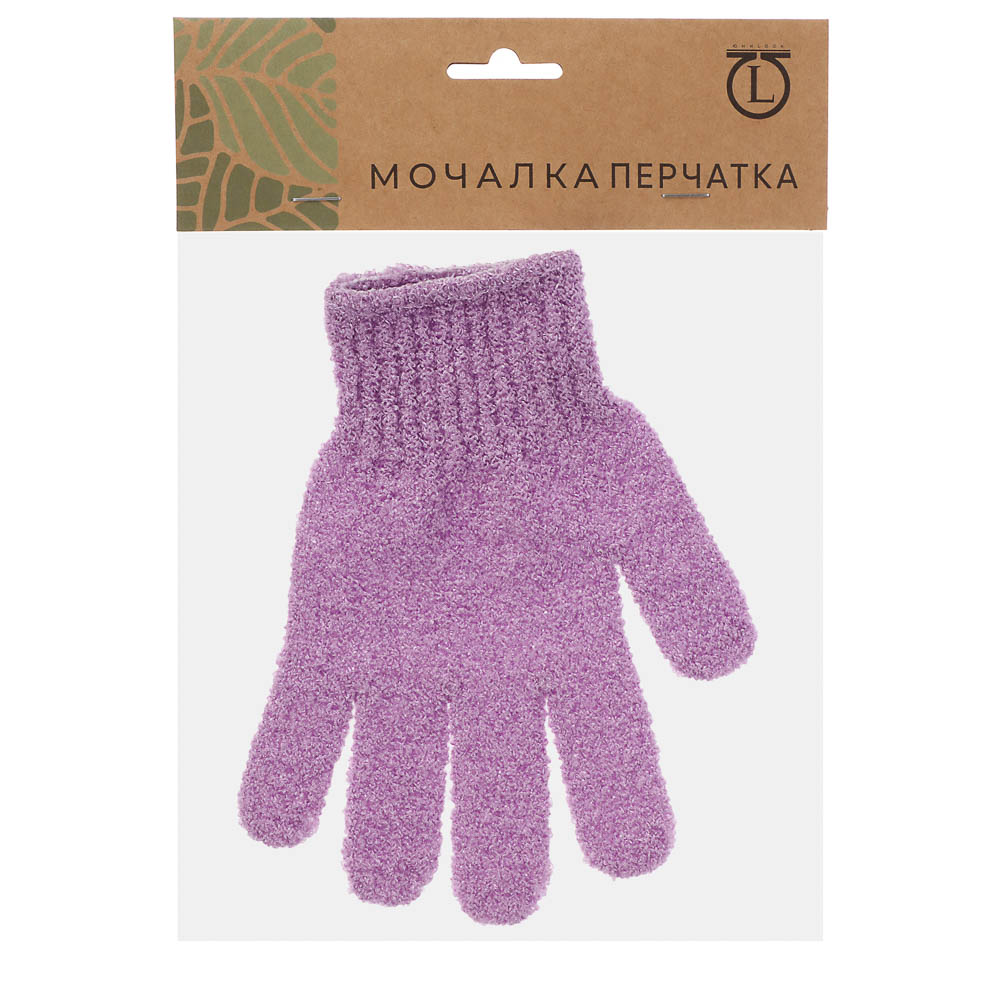 Мочалка перчатка тм ЮL с отшелушивающим эффектом, полиэстер, 18см, 5 цветов, МС24-06, арт.№ 361-150