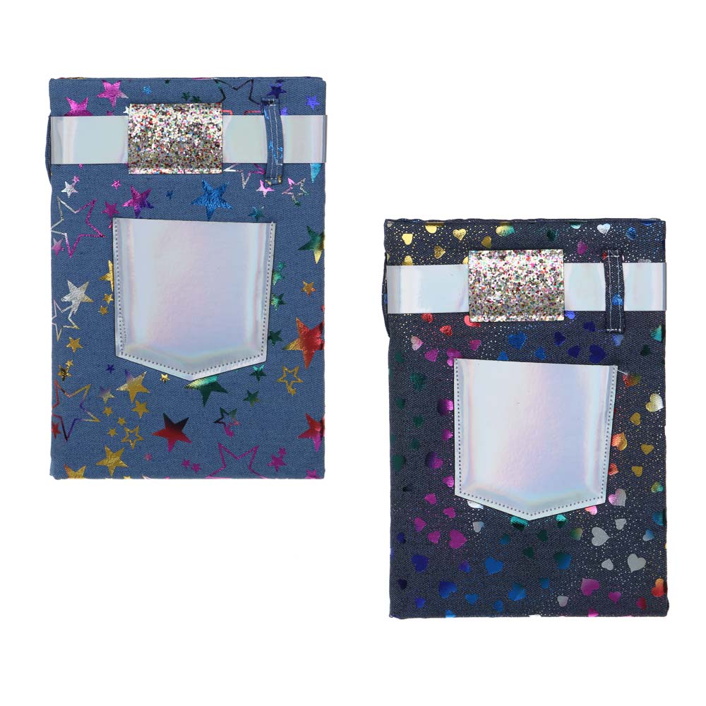 Джинс Записная книжка А5, 21х14,5см, 80л., тв.обложка, джинса, аппликация "Джинсы", 2 дизайна, арт.№ 574-027