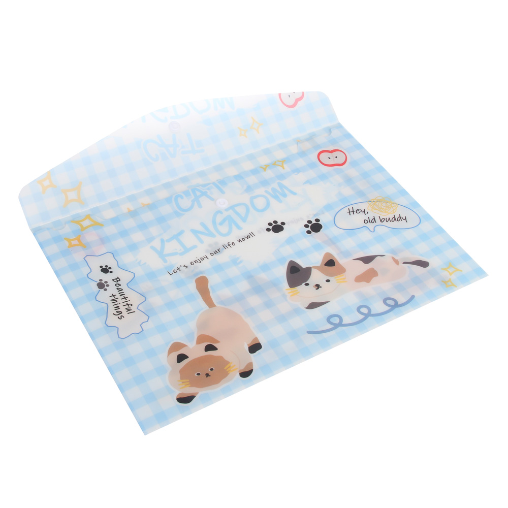 Папка с кнопкой А4 33х23см, "Единорожка/Котики", 200мкм, ПП, 2 дизайна, арт.№ 524-357