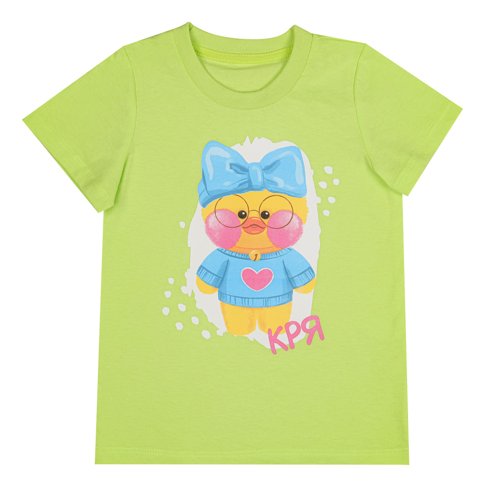 Футболка "ДЕТИ" Кря, хлопок, размер 122, цвет салатовый, арт.№ 830-813
