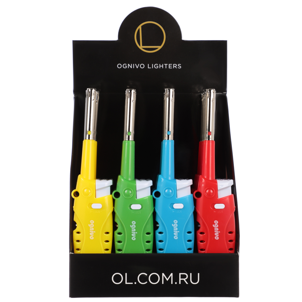Зажигалка бытовая газовая OGNIVO, модель M3588 T, BOX, с веревочкой, 3588 T, 4 цвета, арт.№ 442-042
