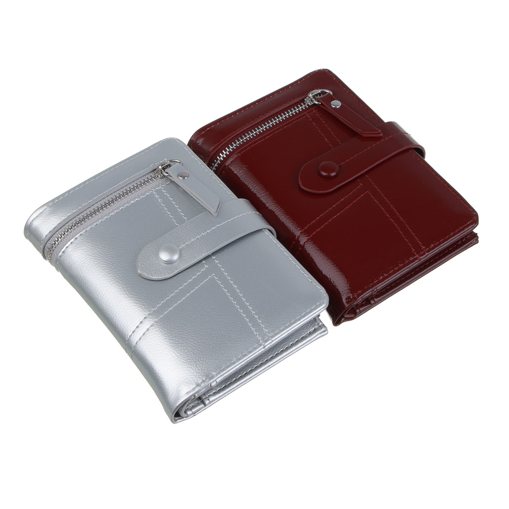 ЮL Анзелия Кошелек женский для купюр, карт и монет на кнопке, полиуретан, 14x10x3 см, 2 цвета, КЖ24-17, арт.№ 303-033