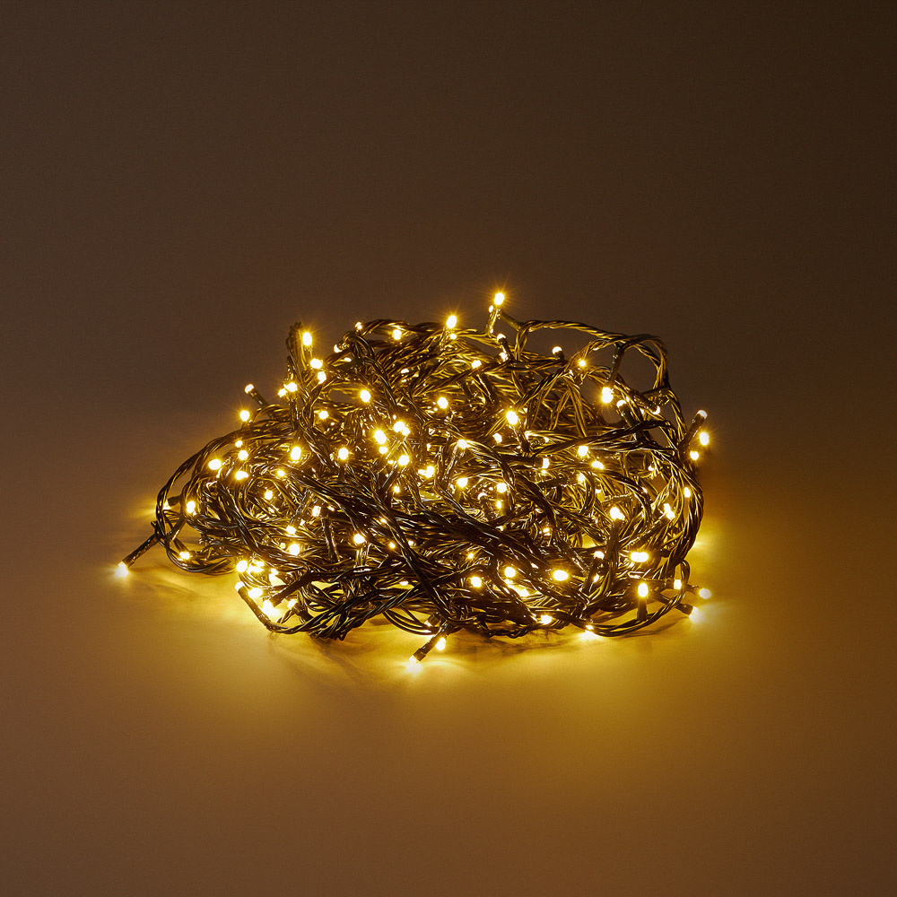 Гирлянда уличная вьюн 30 м BY, 300 LED ламп, постоянное свечение шампань, ПВХ зеленый, коннект, 220В (24В), IP54, арт.№ 351-780