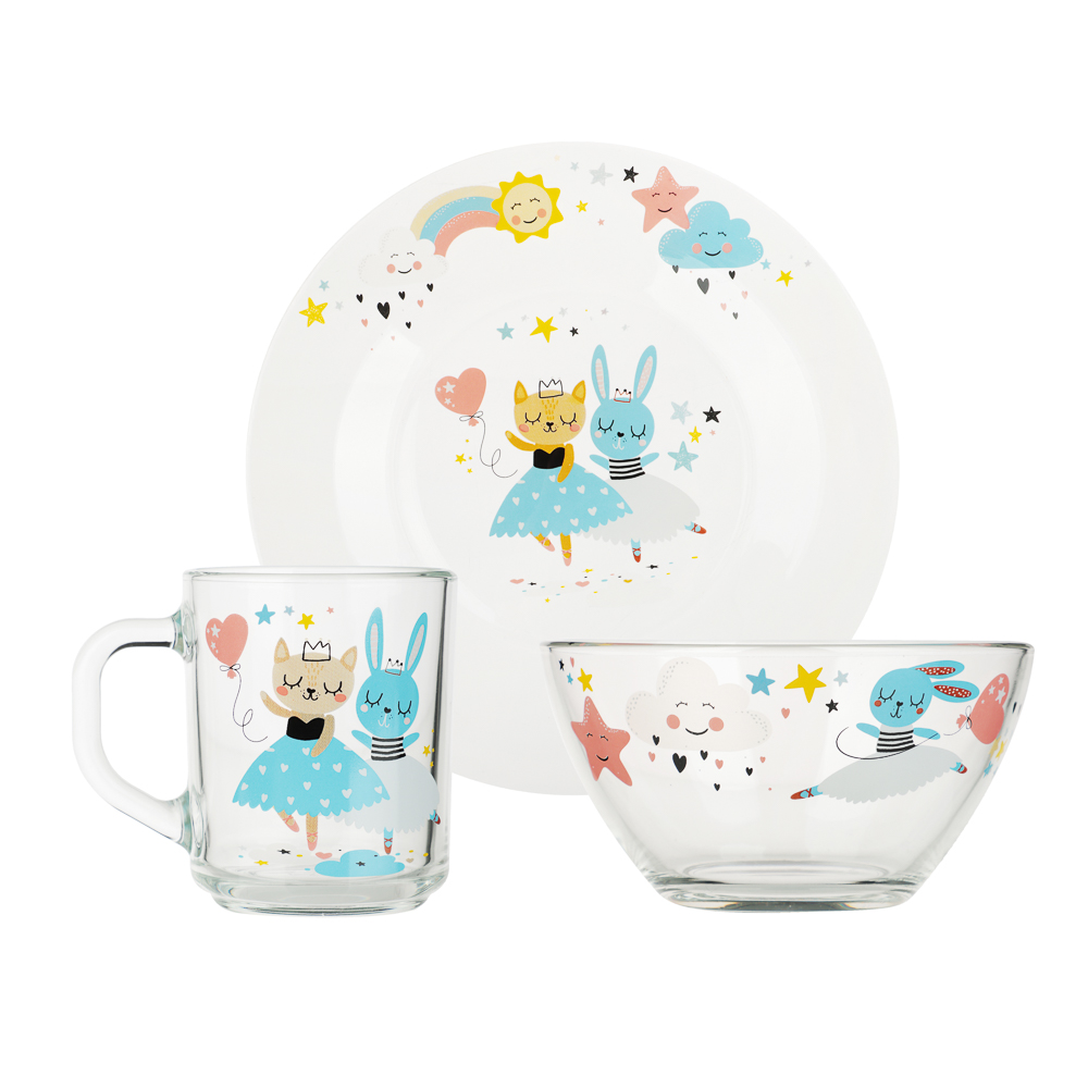 Набор для завтрака "Балерины", 3 предмета: кружка 200мл, салатник 12,7см (0,46л), тарелка 19,6см, арт.№ 829-231