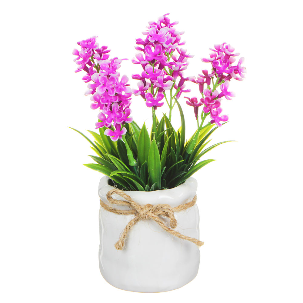 LADECOR Цветы в горшке 15,5х8х8см, полиэстер, керамика, 3 цвета, 2 вида, арт.GRSH-2, арт.№ 501-385