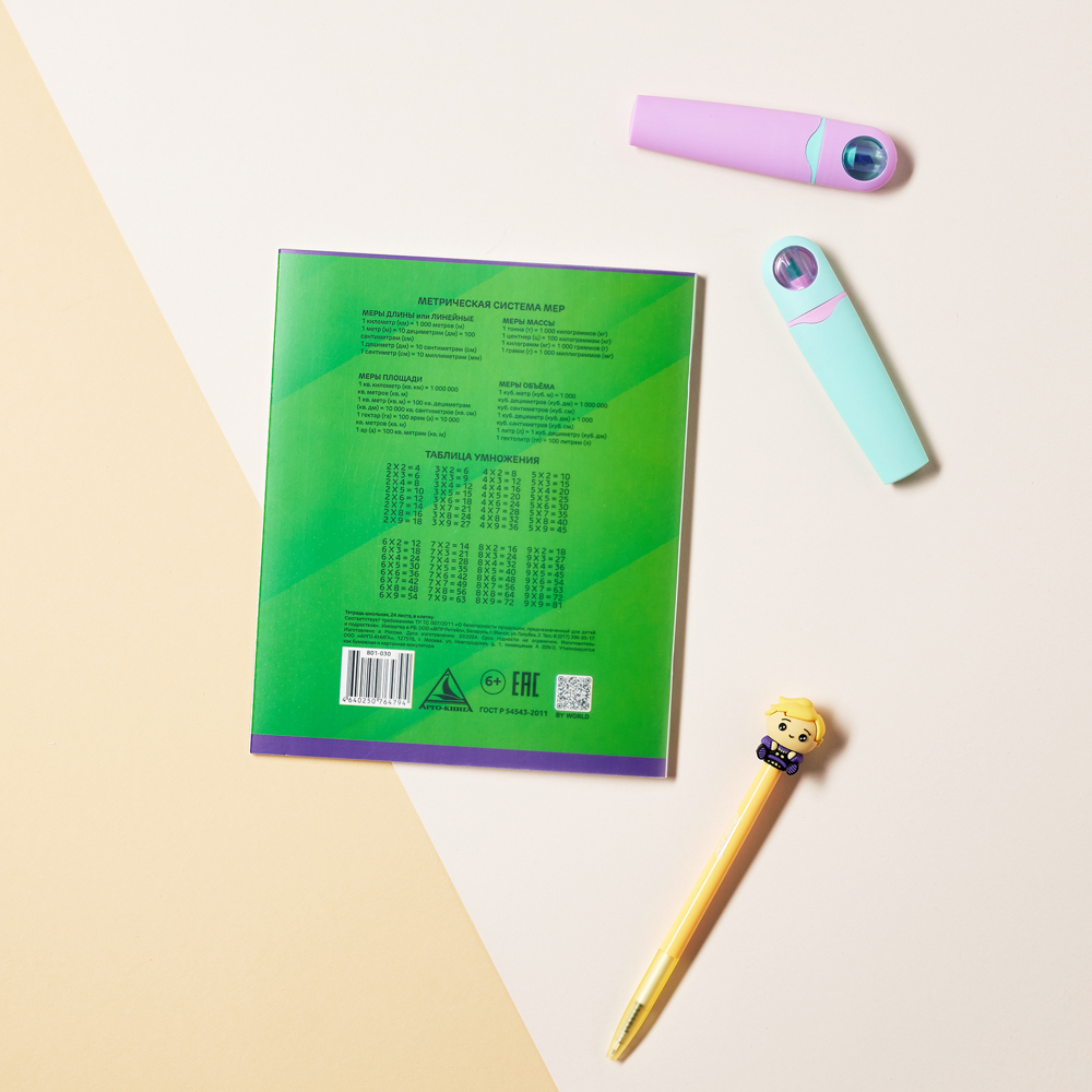 Тетрадь школьная 24 листа в клетку BY Русские Супергерои, БЕЛЫЕ ЛИСТЫ, обложка пластик, скрепка, "Джуниор", 4 дизайна, арт.№ 801-030