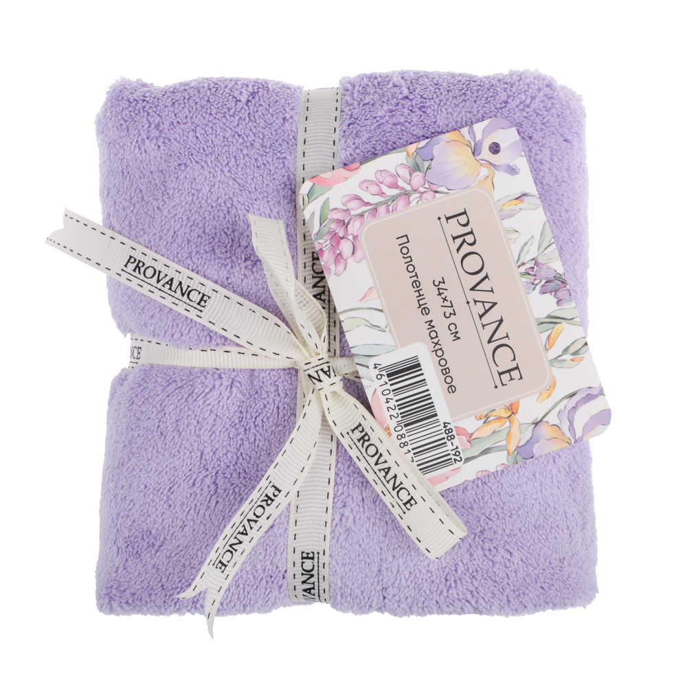 PROVANCE Ботаника Полотенце махровое 34х73см, 85% полиэстер, 15% полиамид, 4 цвета, арт.№ 488-192