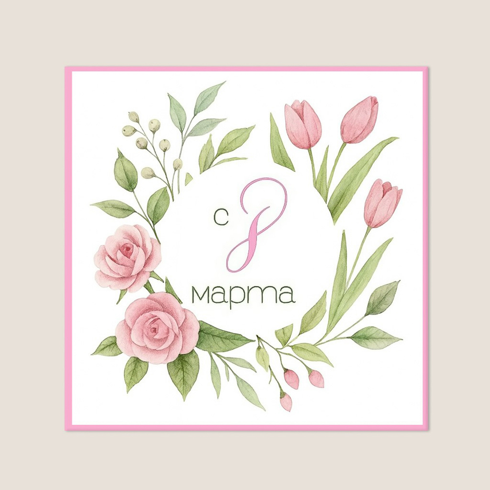 PROVANCE Ботаника Салфетка 8 марта 28х28см, 100% полиэстер, 6 дизайнов, арт.№ 488-193