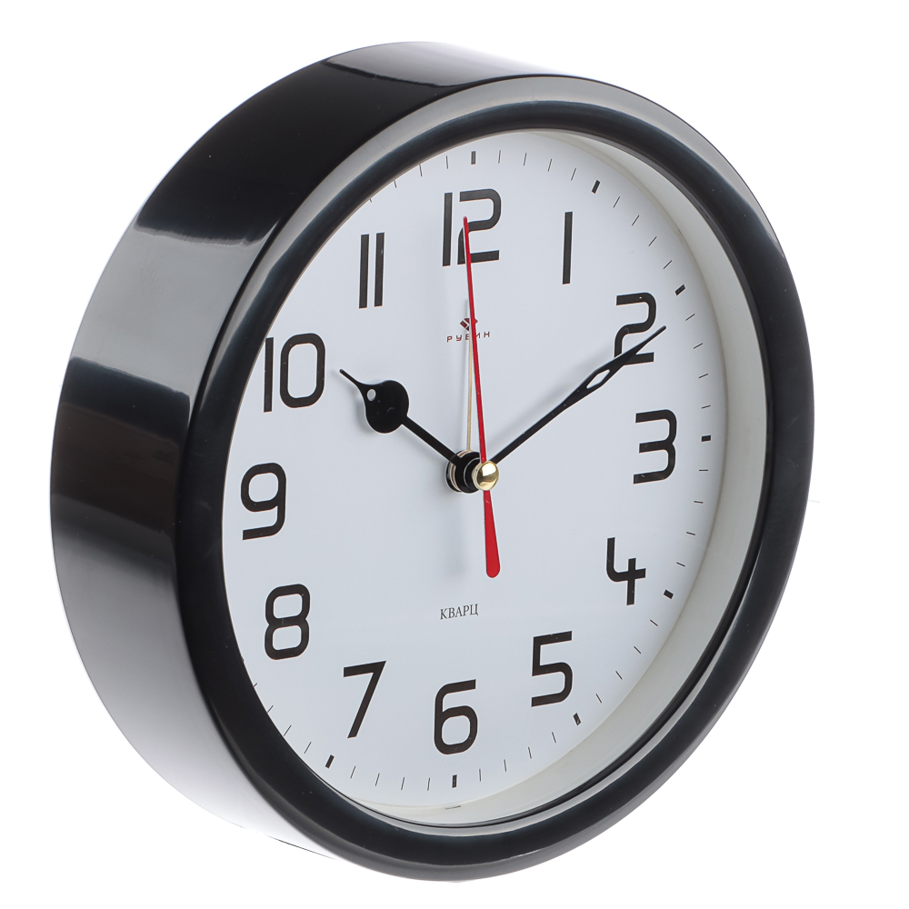 Будильник кварц d=15см, корпус черный "Классика", арт. В4-003, арт.№ 529-335