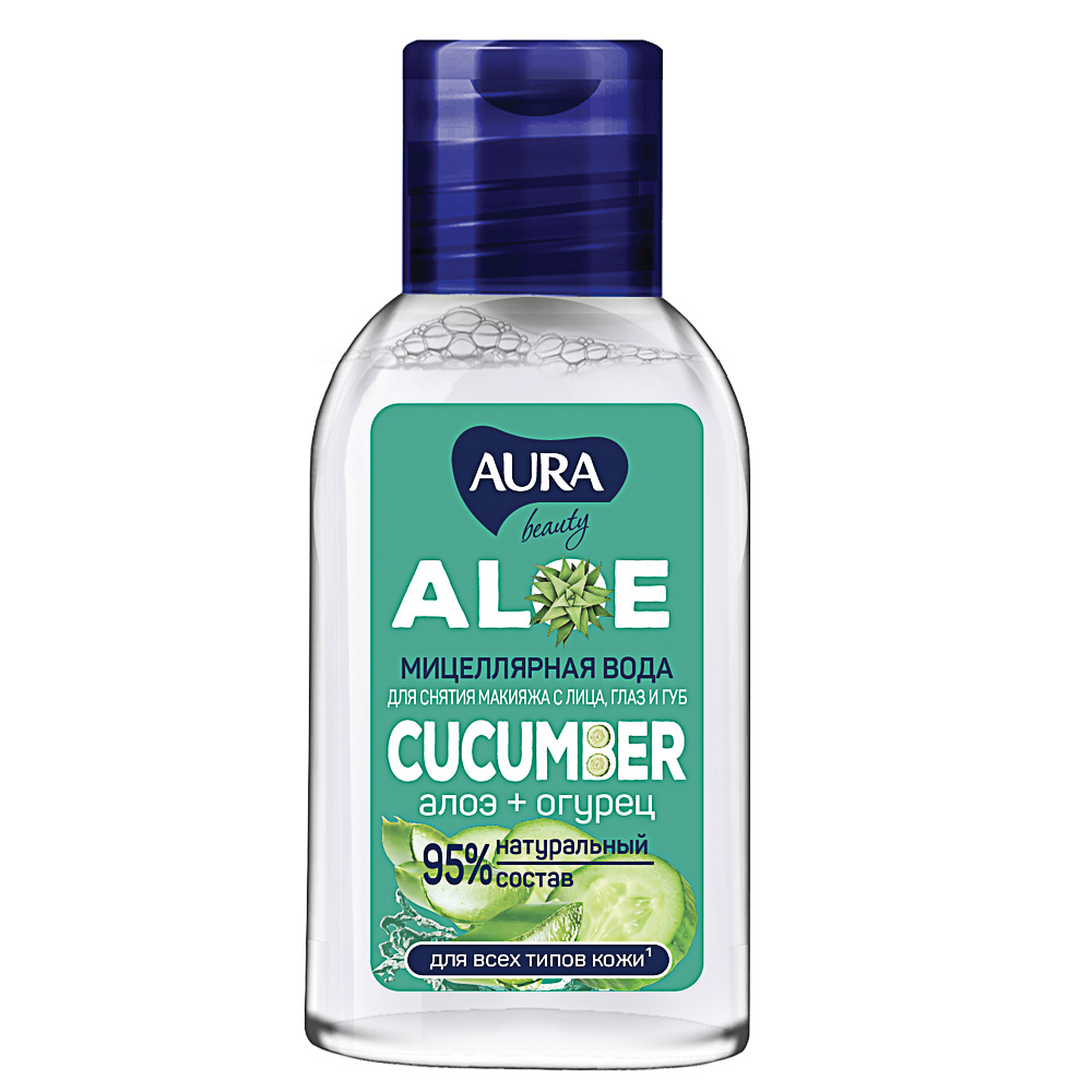 Мицеллярная вода AURA Beauty Алоэ+Огурец, 50мл, арт.№ 977-145