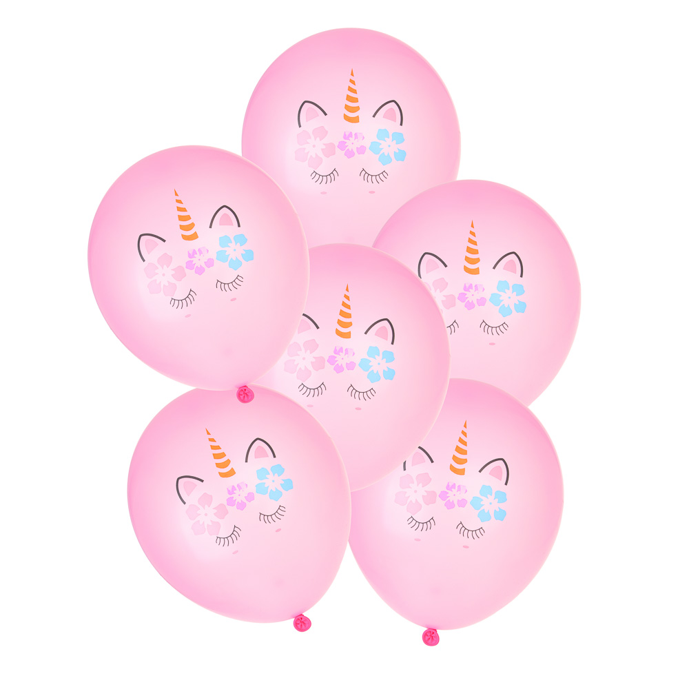 FNtastic Набор воздушных шаров, 6 шт, 12" с цветным рисунком "Единороги", 4 цвета, арт.№ 518-055