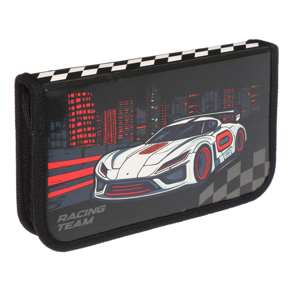 Пенал школьный жесткий прямоугольный "Панда/Рэйсинг Тим ", 1 отделение, 19х11,5 см, ламинированный картон, арт.№ 524-244