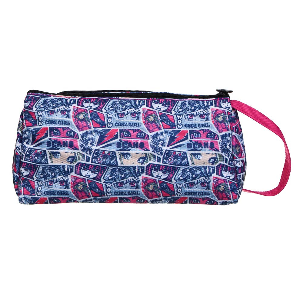 Пенал школьный треугольный 20,5х10х8 см, "Аниме", 2 отделения, полиэстер, объемный до 70 предметов, арт.№ 524-247