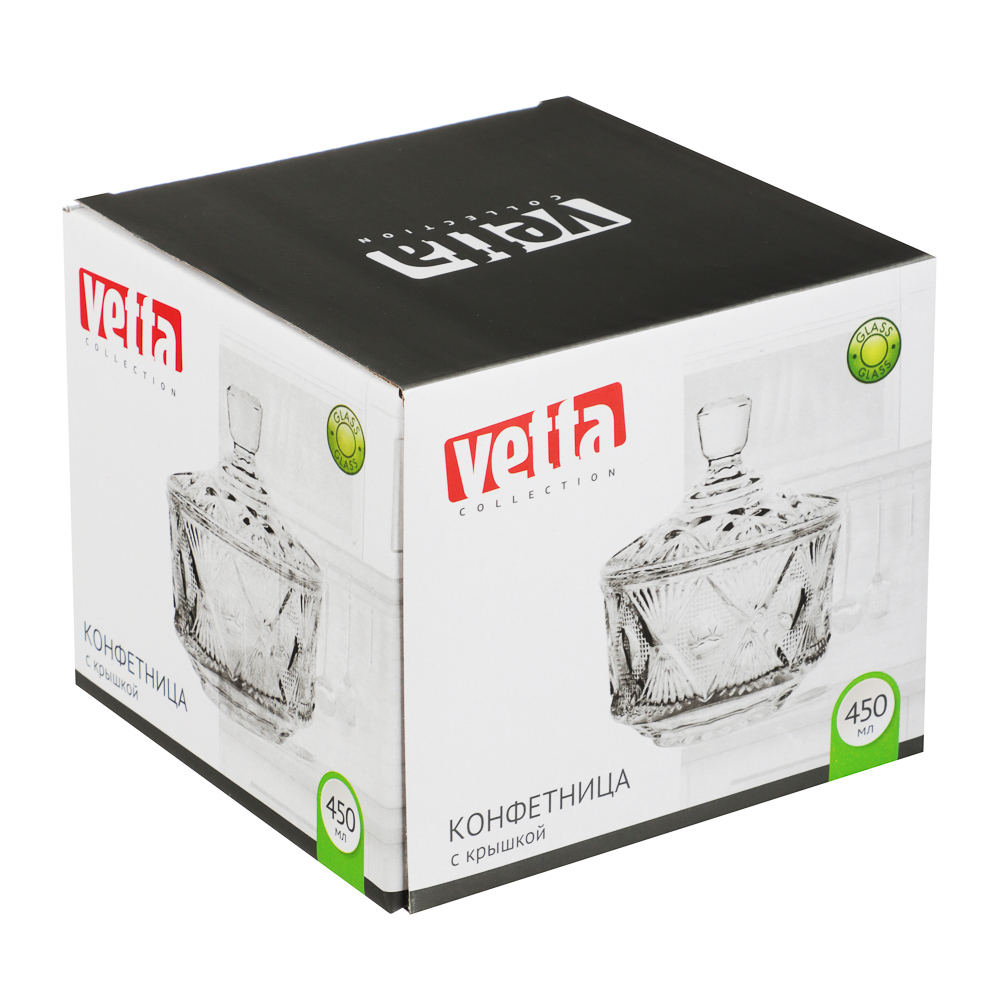 VETTA Конфетница с крышкой 450мл, 12х14см, стекло, арт.№ 877-714