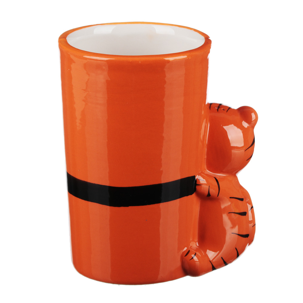 СНОУ БУМ Набор столовых приборов в подставке, сувенирный Тигр, керамика, дерево, 11,5x8x12см, арт.№ 359-795