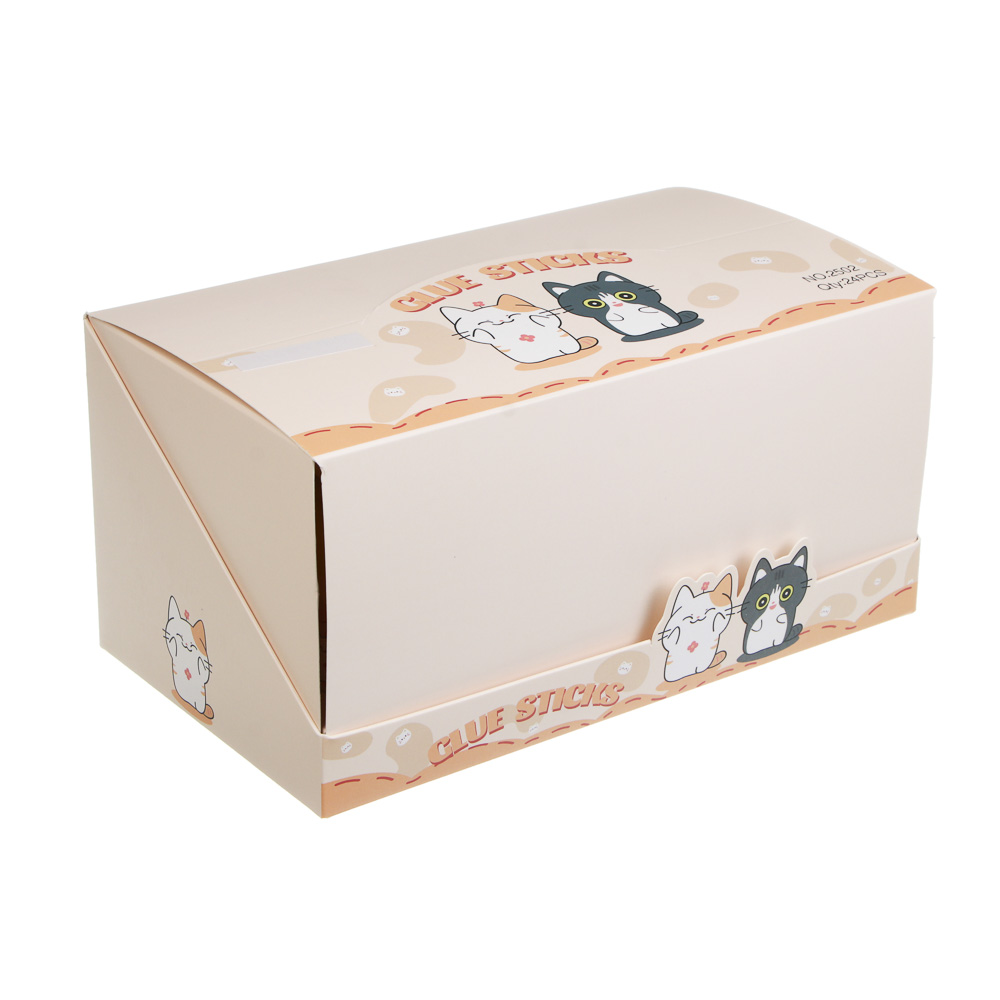 Клей-карандаш 9гр PVA, "Котики", 3 дизайна, шоу-бокс, арт.№ 532-102