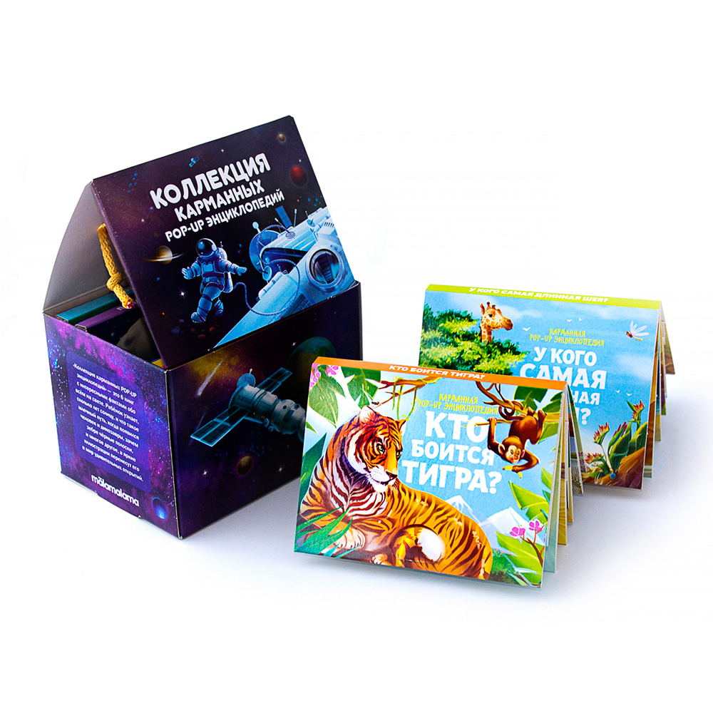 Набор 6 книг "Карманная POP-UP энциклопедия, 12х8,5х8,5 см, картон, 10 стр., 2 дизайна, арт.№ 857-171
