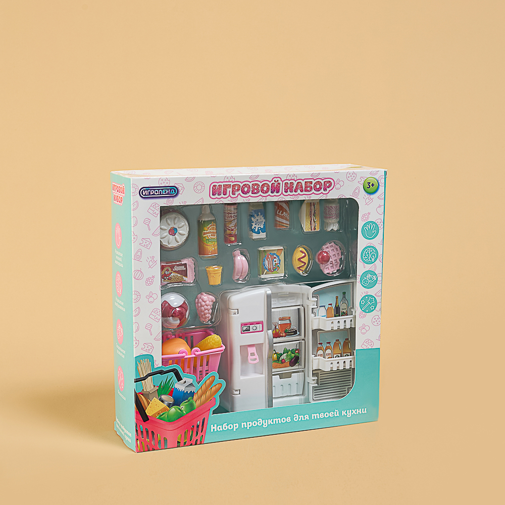 ИГРОЛЕНД Набор игровой, холодильник с продуктами, 24x6,8x24 см, ABS, арт.№ 294-199