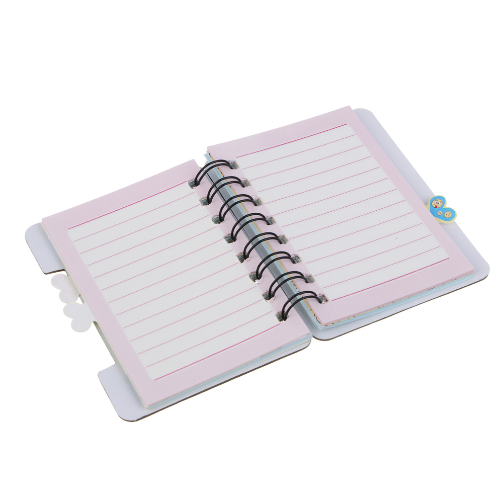 Записная книжка 12х9,3см, 57 листов, "Смайлики", картон, спираль, 3 цветных разделителя, 4 дизайна, арт.№ 557-002