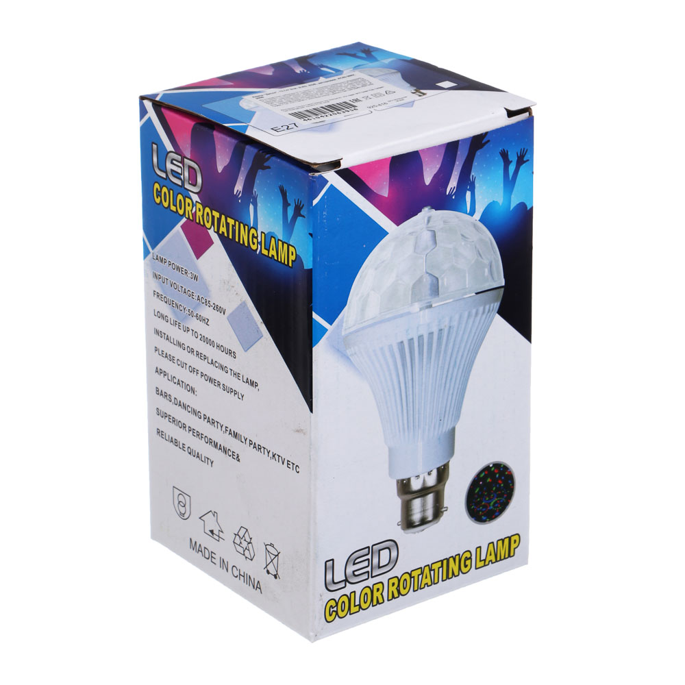 Лампа "Диско", 13.7х7.2см, 3LED, RGB, авторежим, АC85-260V, 260В, арт.№ 925-416