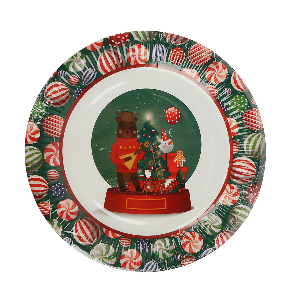 Набор бумажных тарелок Рождественская сказка, 6 шт d=230 мм, арт.№ 530-423