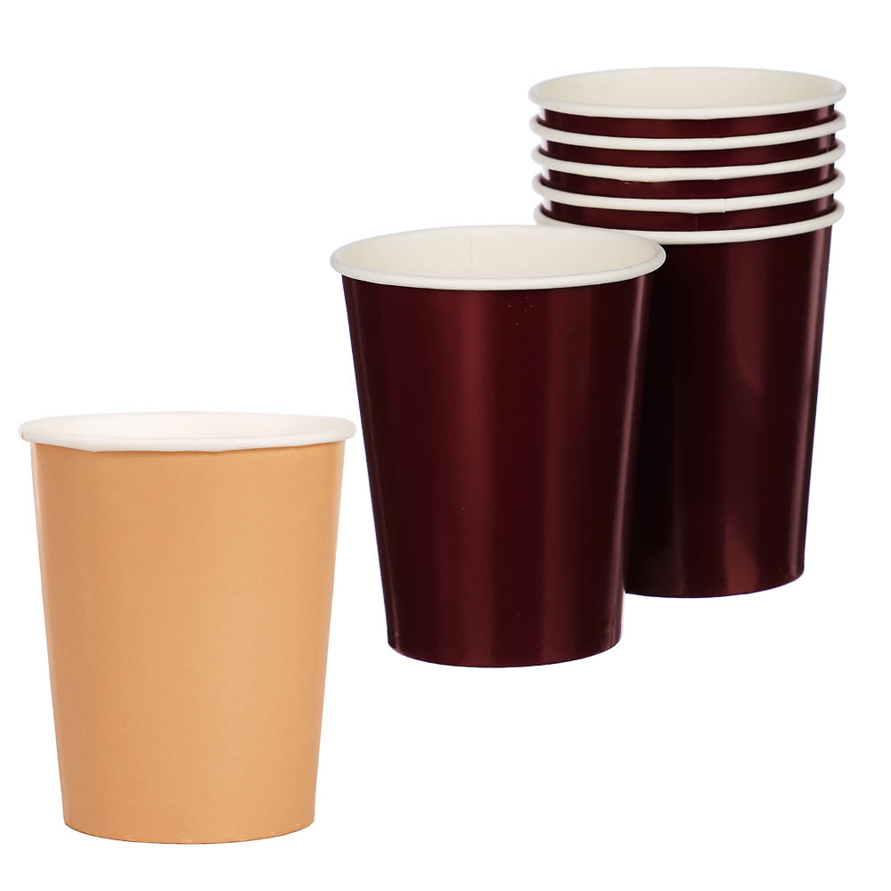 Стакан бордовый, персиковый в асс 250мл 6шт/G, арт.№ 530-427