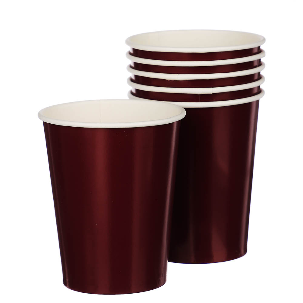 Стакан бордовый, персиковый в асс 250мл 6шт/G, арт.№ 530-427