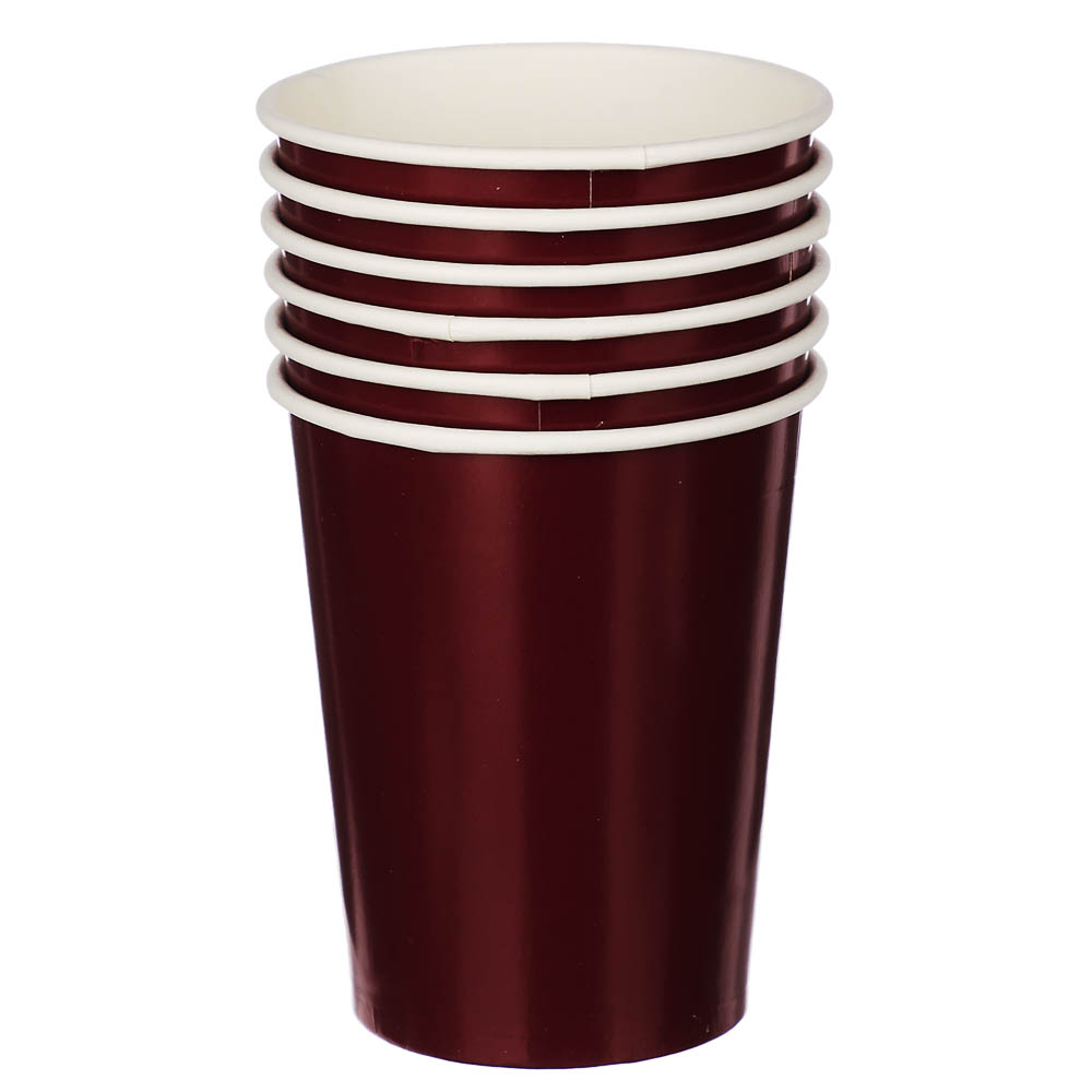 Стакан бордовый, персиковый в асс 250мл 6шт/G, арт.№ 530-427